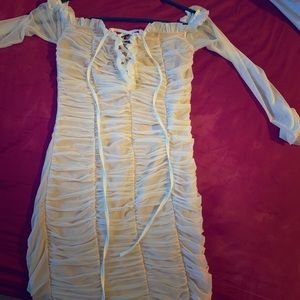 ADORABLEE AND SEXY ruched off the shoulder dress!